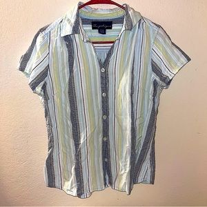 unisex button up, lime green and grey